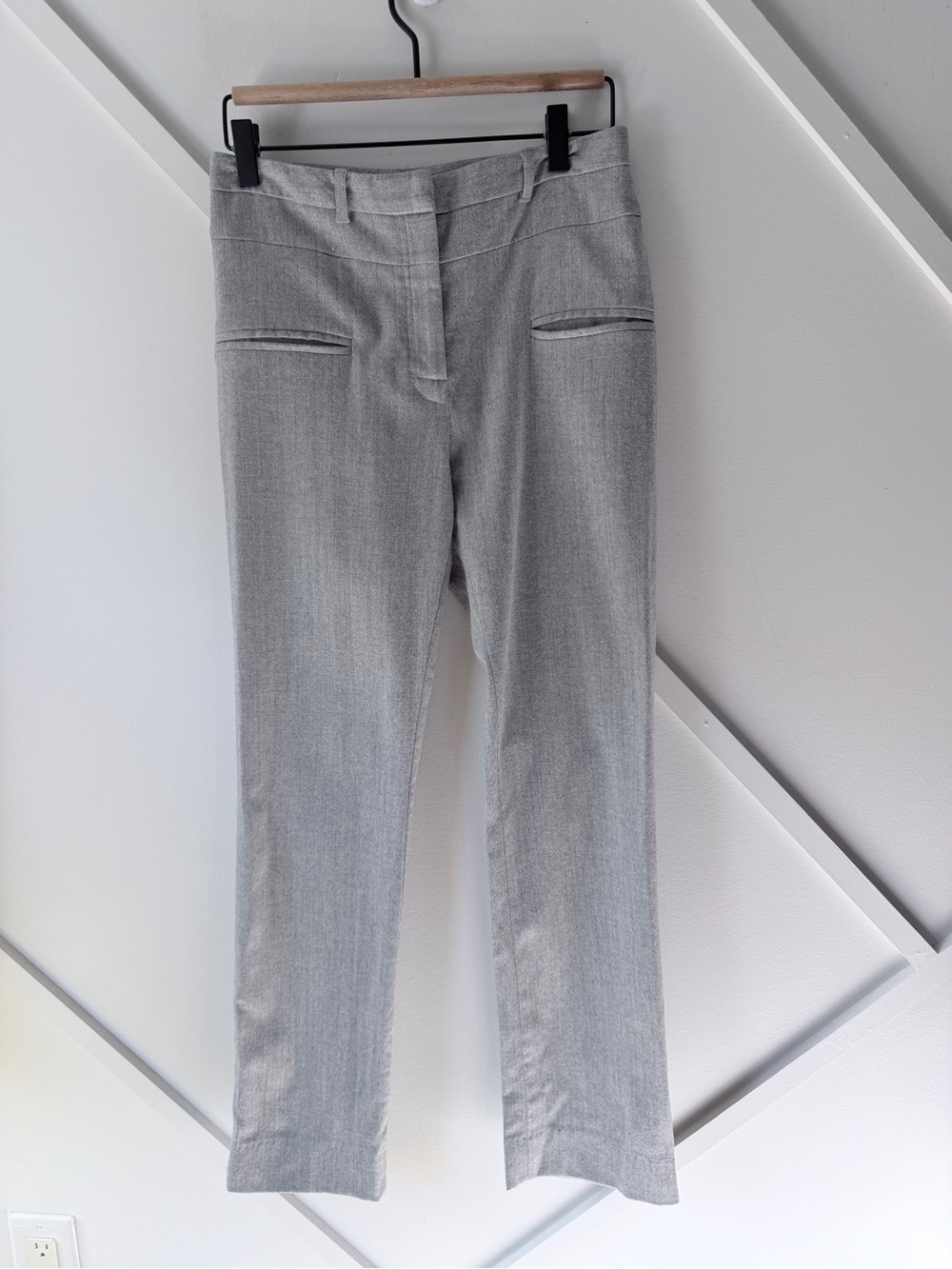 Altuzarra Wool Trouser Grey EU 38 (6 US)| Luxury Designer Tailored Straight Pant
